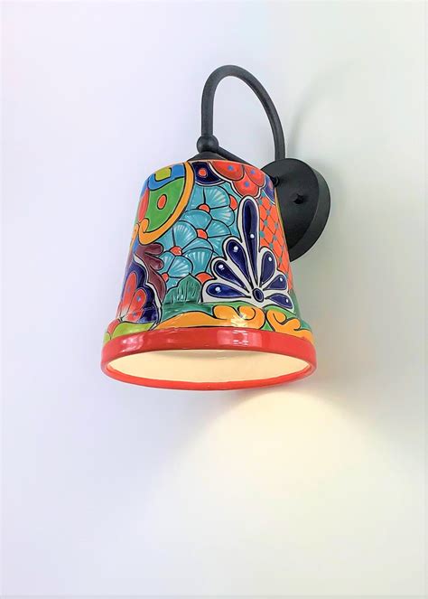 Ceramic Wall Light | Mexican Talavera Pottery | Vintage Retro Style