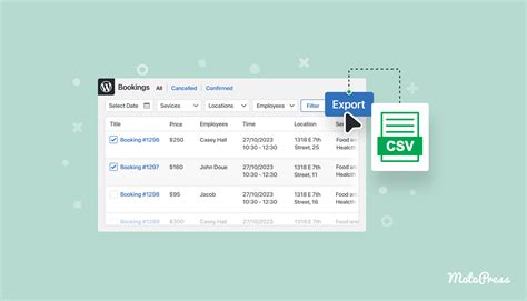 Export Bookings To Csv Since Appointment Booking Plugin Motopress