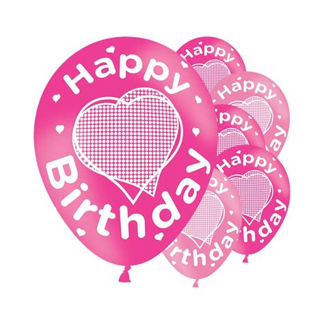 Happy Birthday Pink Balloons - 11'' Latex (6pk) | Party Delights