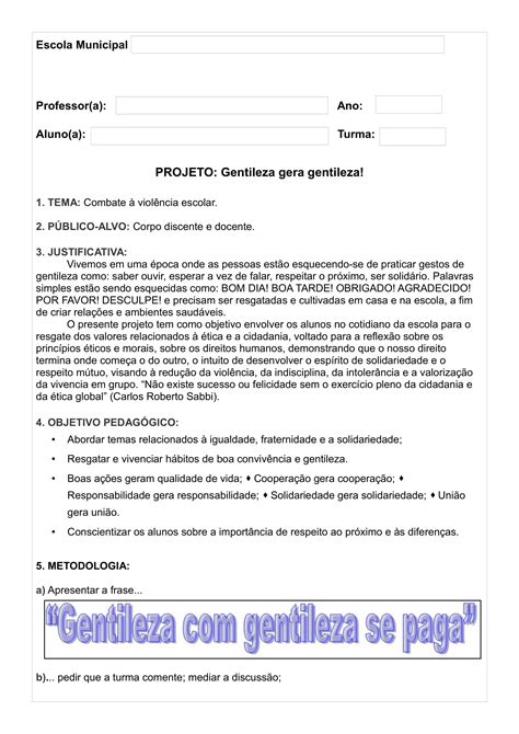 4º e 5º ano PROJETO GENTILEZA GERA GENTILEZA Prof Noninha