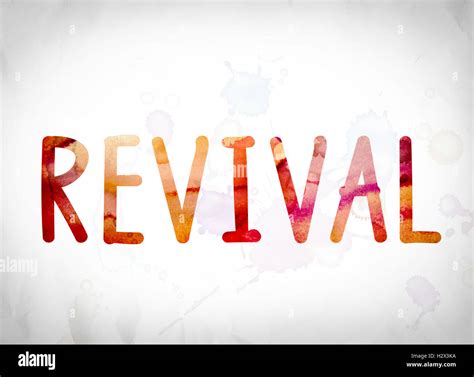 The Word Revival Written In Watercolor Washes Over A White Paper