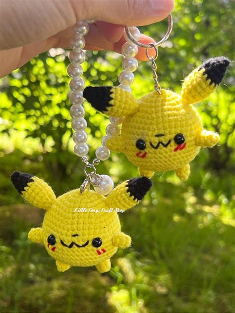 handmade pikachu crochet keychain  purse decor cute pokemon