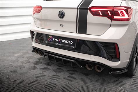 Maxton Design Central Rear Splitter With Vertical Bars Volkswagen T Roc R Mk1 Facelift