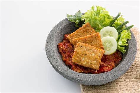 Tempe Goreng or Fried Tempe with Spicy Sambal Stock Image - Image of ...