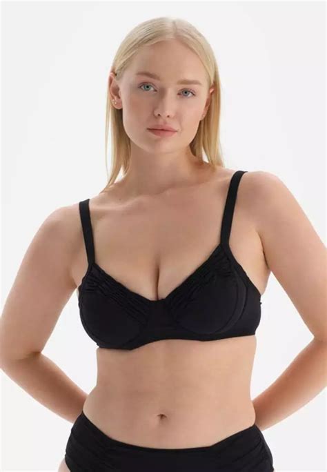 Buy Dag Black Minimizer Bikini Top Cupless Underwire Swimwear For