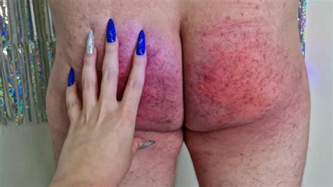 Dominatrix Nika Punishes Slave By Spanking His Bare Ass Until It Turns Red Femdom Bdsm Spanking