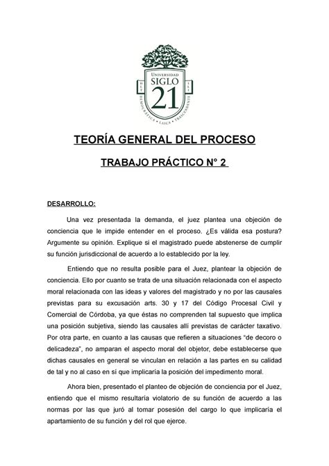 Tp2 Teoria Gral Del Proceso TeorÍa General Del Proceso Trabajo