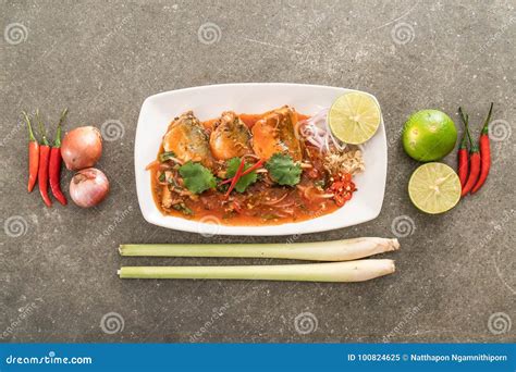 Spicy Mackerel Salad Stock Image Image Of Sour Style 100824625