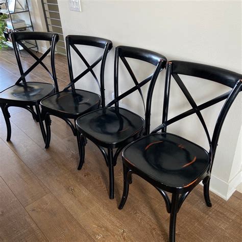 Black Wood Pottery Barn Chairs Set Of 4 Chairish