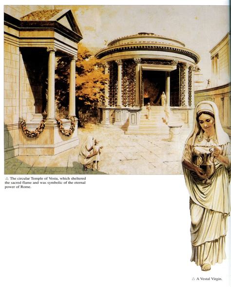 Round Temple Of Vesta In The Roman Forum And A Picture Of A Vestal