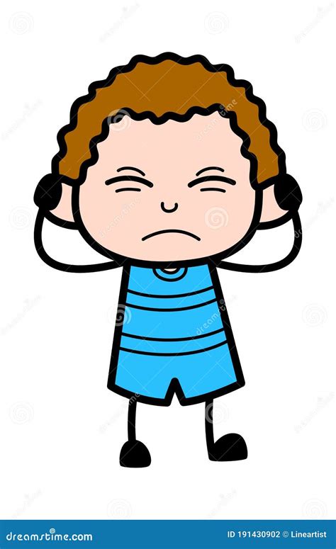 Covering Ears Kid Cartoon stock illustration. Illustration of angry ...