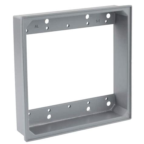 Commercial Electric 2 Gang Metallic Weatherproof Box Extension Ring Gray Wde000g The Home Depot