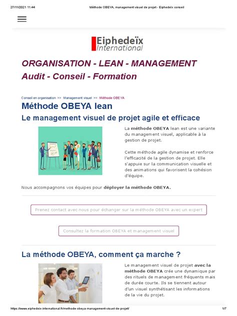 Méthode Obeya Management Visuel De Projet Eiphedeïx Conseil Pdf