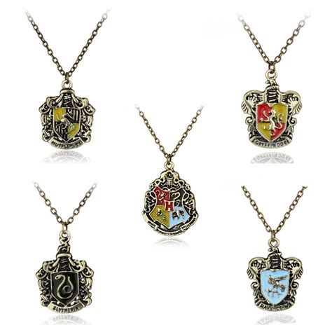 Hp Hogwarts School Crest Necklace For Women Men Gryffindor Hufflepuff