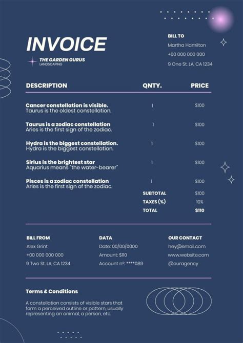 Personalize This Grid Monocolor Eden Landscaping Invoice Layout Online