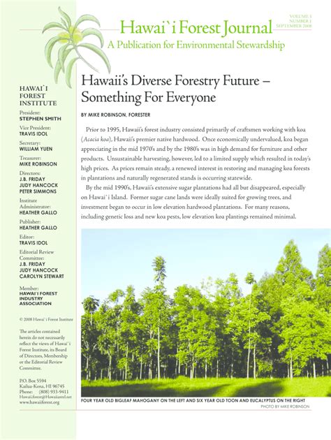 Fillable Online Hawai I Forest Journal Hawaii Forest Institute Fax