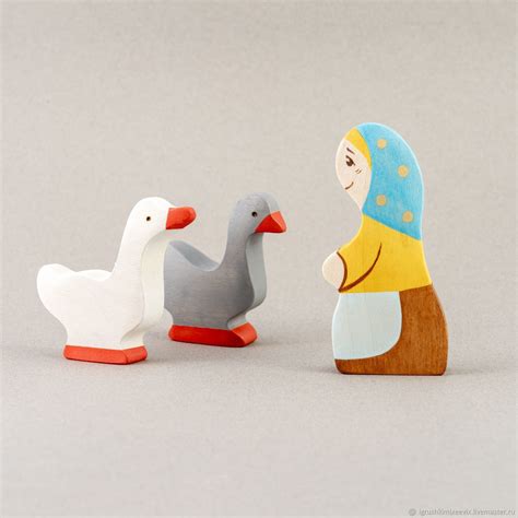 Бабуся и два гуся. Деревянные развивающие игрушки, фигурки. Потешки ...