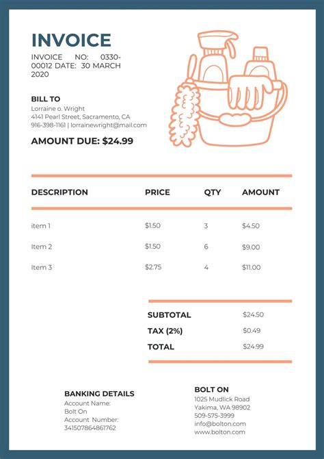 Cleaning Service INVOICE Template PDF Etsy