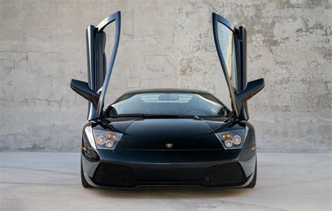 Wallpaper Black Lamborghini Murcielago The Front Lambo Doors