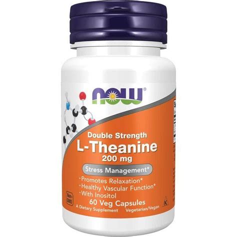 NOW Foods Double Strength L Theanine 200 Mg 60 Veg Caps Swanson