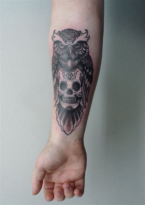 Owl And Skull Tattoo By Calum Tribal Body Art