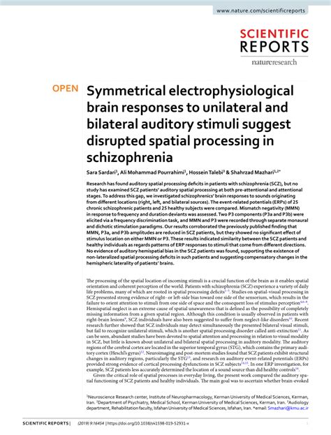 Pdf Symmetrical Electrophysiological Brain Responses To Unilateral