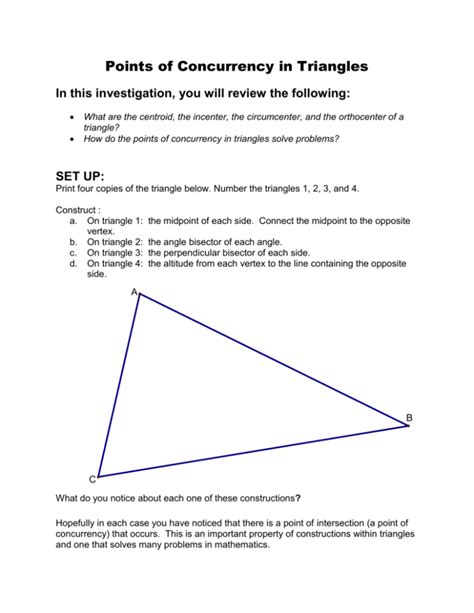 Points Of Concurrency In Triangles