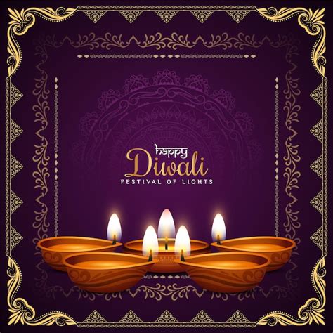 Premium Vector Beautiful Happy Diwali Festival Violet Color Frame