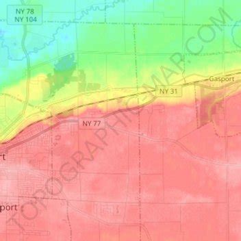 Niagara Escarpment topographic map, elevation, terrain