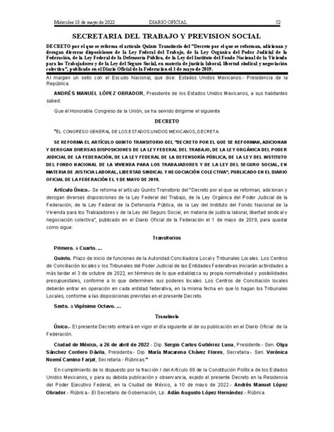 LFT ref40 18may22 Miércoles 18 de mayo de 2022 DIARIO OFICIAL 52