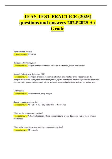 TEAS Test Practice – Full Questions and Answers 2024/2025 (All Sections