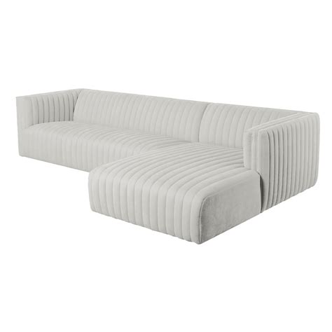 Fabric Sofa + Chaise, Right : Fabric, Cream - T&C