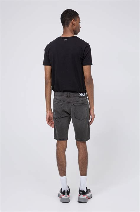 Boss By Hugo Boss Slim Fit Shorts In Black Black Stretch Denim In Dark Grey Gray For Men Lyst