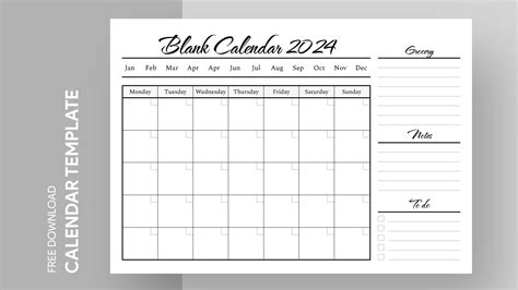 Free Calendar Template 2024 Printable Pdf - 2024 CALENDAR PRINTABLE