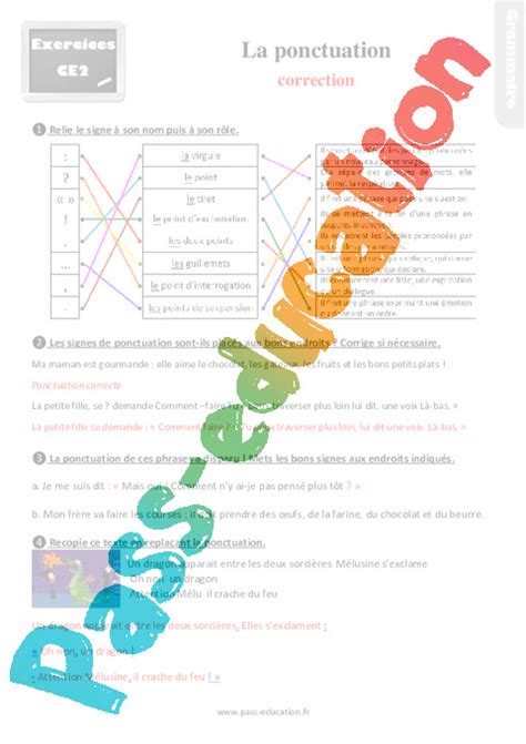 La ponctuation Ce2 Exercices révisions PDF à imprimer