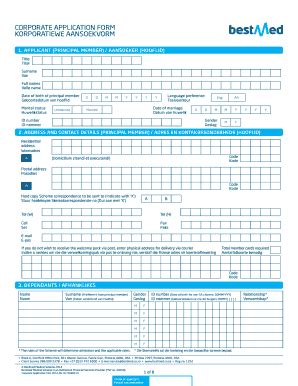 Fillable Online Corporate Application Form Korporatiewe Aansoekvorm Fax