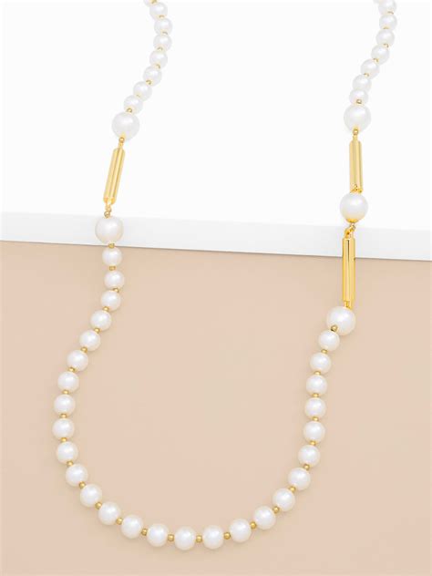 Long Pearl Necklace With Metal Bar Zenzii Wholesale Jewelry