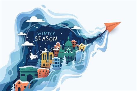 Urban Winter Landscape Vector Illustration Vector Art At Vecteezy