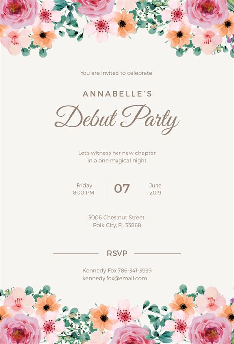 Free Formal Debut Invitation Template In Microsoft Word Microsoft