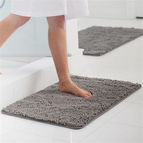 Gorilla Grip Chenille Bath Rug 24x16 Rubber Backing Quick Dry Washable