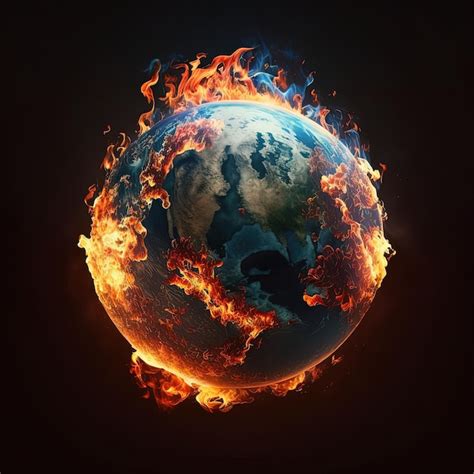 Premium Ai Image Earth Planet In Fire