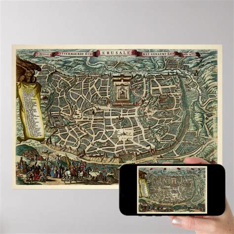 Vintage Jerusalem Map Poster | Zazzle