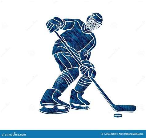 Dibujo De La Caricatura Deportiva Del Jugador De Hockey Sobre Hielo