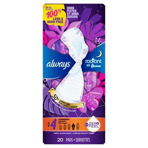 Radiant Pads Size 4 Overnight With Wings Scented Always®