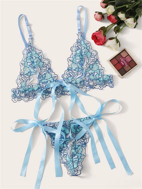 Tie Side Scalloped Trim Lace Lingerie Set Artofit