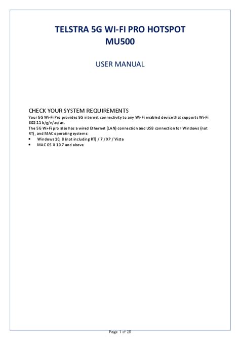 Telstra G Wi Fi Pro Hotspot Mu User Manual