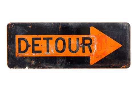 Detour Sign - Old Orange And Black Road Sign Stock Image - Image of transportation, danger: 25820823