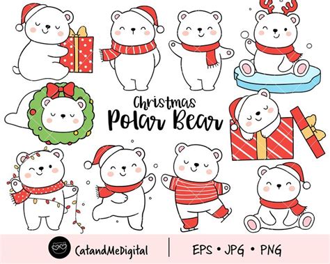 Christmas Polar Bear Clipart Bear Clipart Holiday Clipart Christmas ...