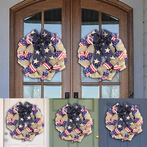 Hanzidakd Wreath Th Of July Wreath Memorial Day Wreath Front Door