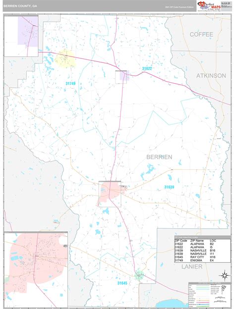 Berrien County, GA Wall Map Premium Style by MarketMAPS - MapSales.com